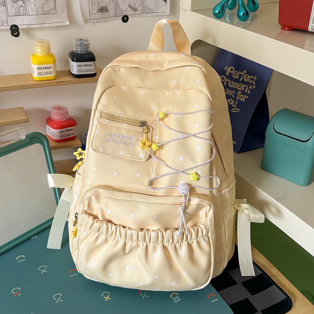 New schoolbag Japanese-style INS cute girl bow middle school student collegiate backpack lightweight and sweet backpack