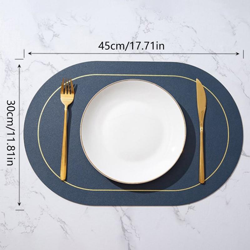 Tischset aus Leder, oval, ölbeständig, Tischset für Zuhause, Esszimmer, Küche, Tischset, Design, Esszimmer, wasserdicht, hitzebeständig, Heimdekoration