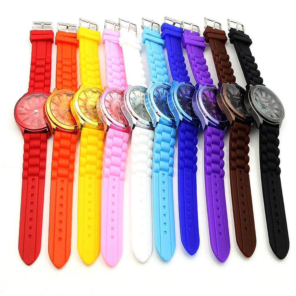 Uformell silikonklokke Jelly Band Flower Dial Sports Style Watch Dame Quartz Watch