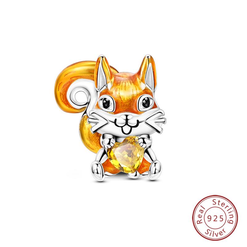 Real Copper Pink Rabbit Cat Dog Animal Charms Beads Fit Qikaola Original Bracelets Diy Birthday Jewelry Making