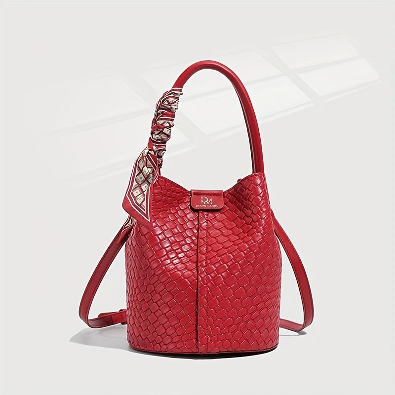 Retro Leather Bucket Bag Fashionable Large