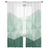 Geometric Green Gradient Triangle Tulle Curtains for Living Room Kitchen Bedroom Sheer Tulle for Cafe Hotel Modern Home Decor