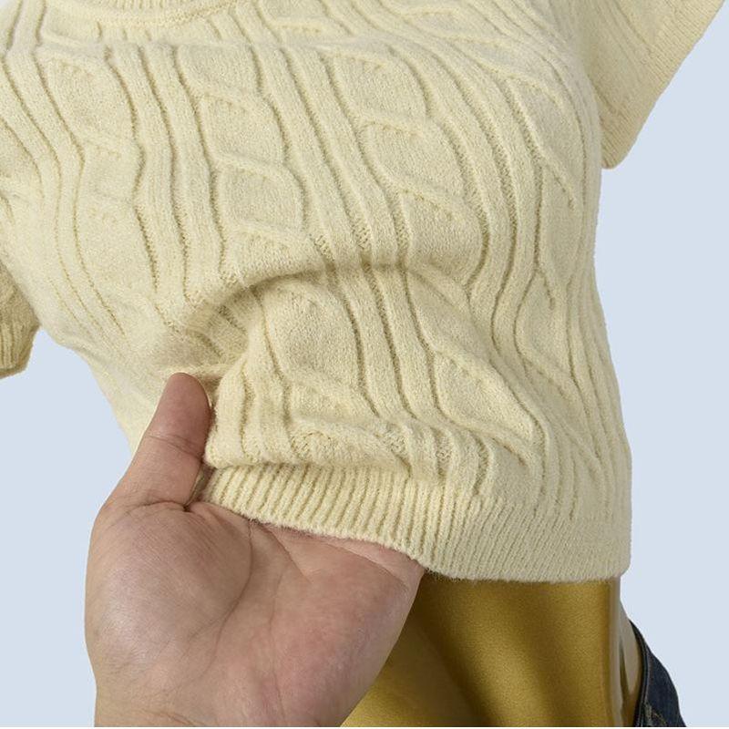 Half-high Collar Short Sleeve Short Twist Solid Knit Sweater Bottoming Shirt Pullover Autumn and Winter Women Clothes