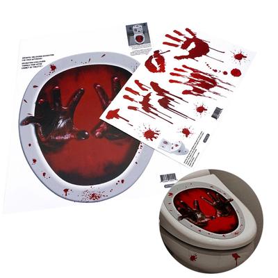 2Pcs Halloween Toilet Lid Decals Horrible Wall Stickers DIY Scary Bathroom Home Party Decor
