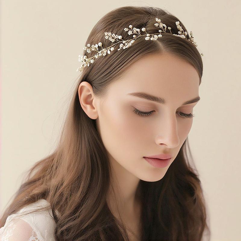 1PC Leaf Headband Simplicity Alloy Elegant Accessories Gift Headband Wedding Bead Bride Handmade