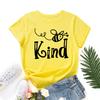 Bee Kind Pattern Cotton T-Shirt Short Sleeve Round Neck Women 2d Print Tops