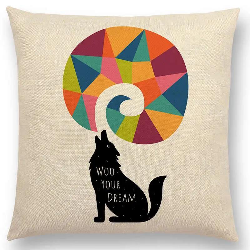 Latest Day Night Sun Moon Child With Animals Friends Wolf Bear Elephant Rabbit Cushion Cover Home Decor Sofa Throw Pillow Case