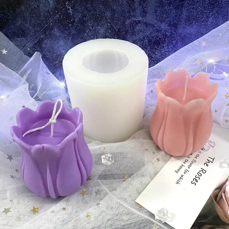 3D Tulip Candle Silicone Mold Handmade Flower Soap Clay Plaster Aromatherapy Mould Chocolate Candy Fondant Cake Decorating Tools