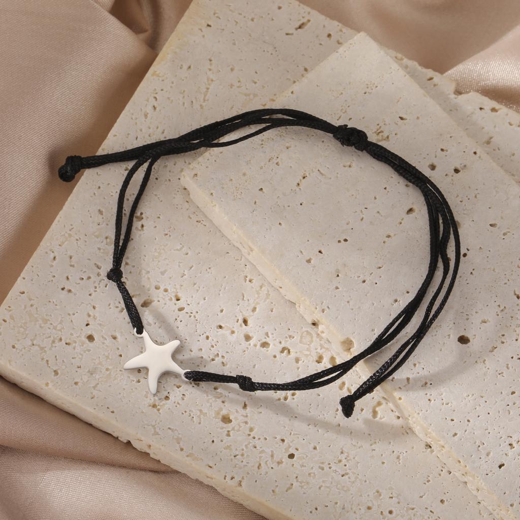 Teamer Star Charm Bracelet Adjustable Rope Chain Stainless Steel Pendant Acceassories for Women Men Lucky Amulet Gift Wholesale