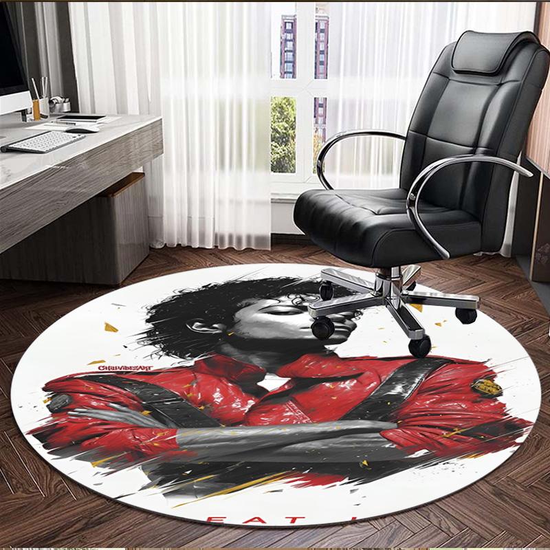 Michael Jackson Print Round Rug, Washable Floor Carpet, For Entryway Dorm Laundry Room Office Study, Home Decor Birthday Christmas Gift