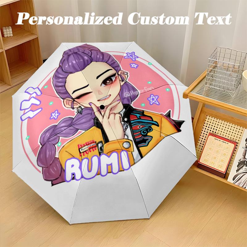 8‑Rib Automatic Umbrella, Kpop Demon Hunters Design Foldable Umbrella for Sun Rain Protection Travel