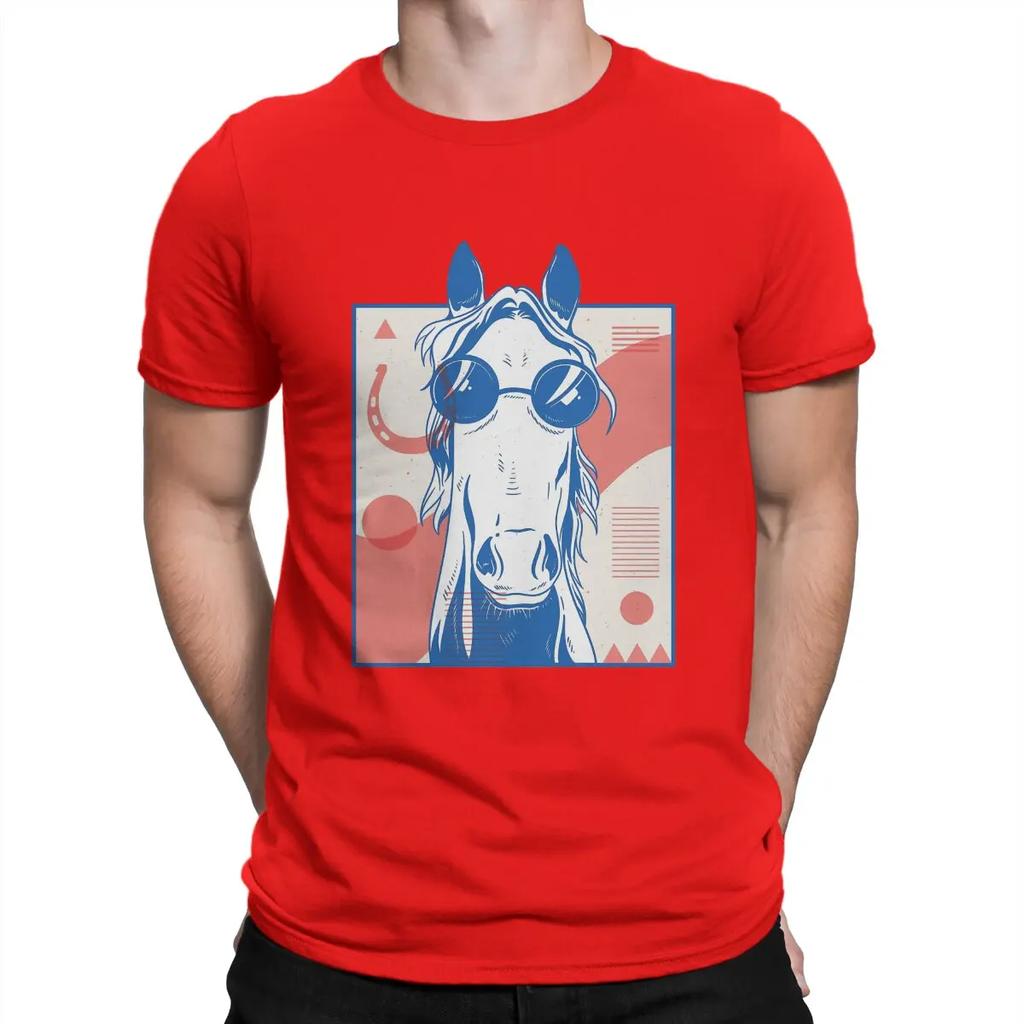 Horses Simplicitys Newest TShirt for Men Abstract Horse Round Collar Pure Cotton T Shirt Distinctive Birthday Gifts OutdoorWear