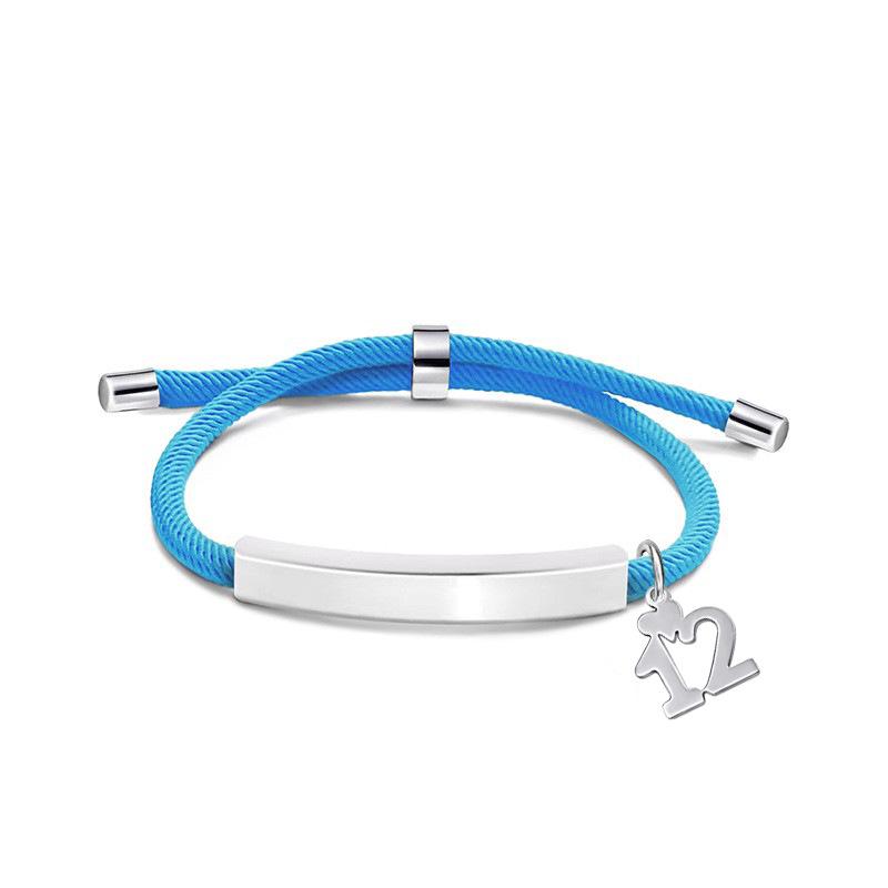 Multi-color Engravable Stainless Steel Bracelet with Number 16 Charm