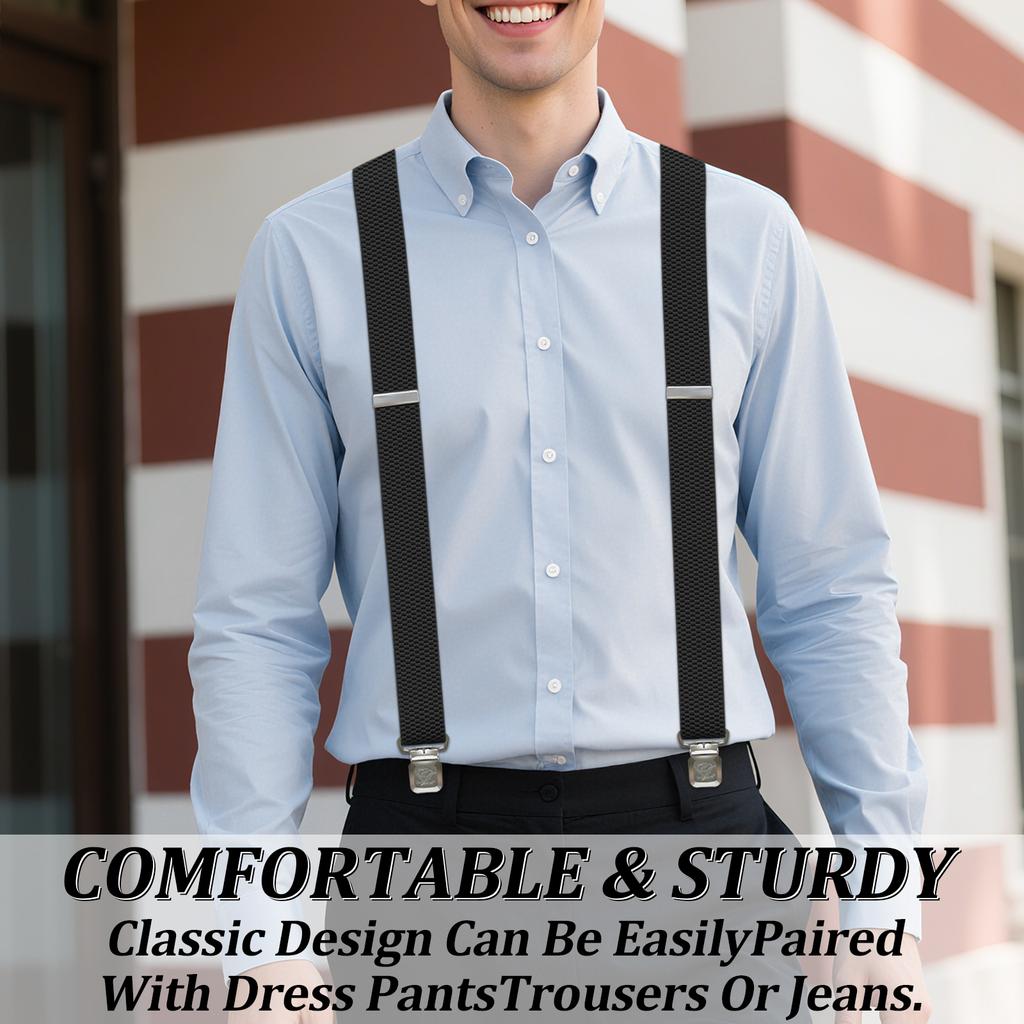Heavy Duty Y-Back Suspenders Adjustable Elastic Straps Strong Clips Hiking Back Braces Men Women Outdoor Sport Camp Travel Brace