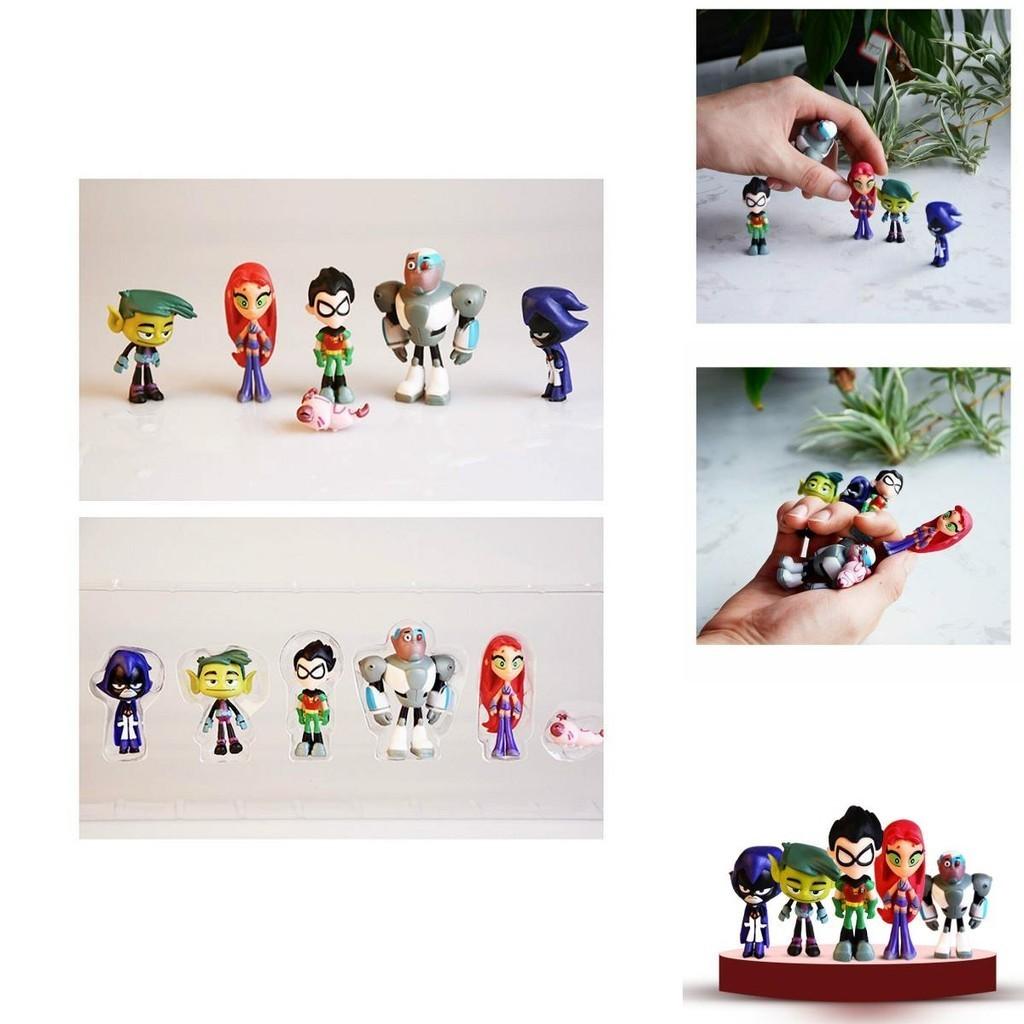Detailed Teen Titans Go Figurine Collection Including Robin Raven Beast Boy Starfire Set