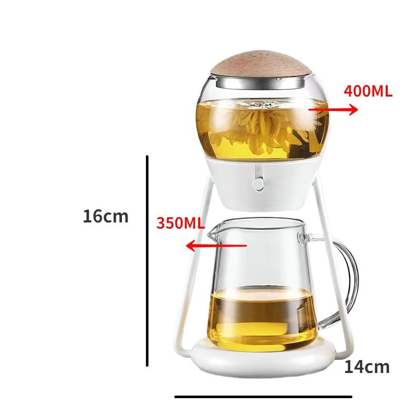 

Новый чайник для заваривания чая Creative Planet, наборы для ленивого чая Kung Fu, стеклянный сферический чайник, нажатие одной кнопки, из воды белый