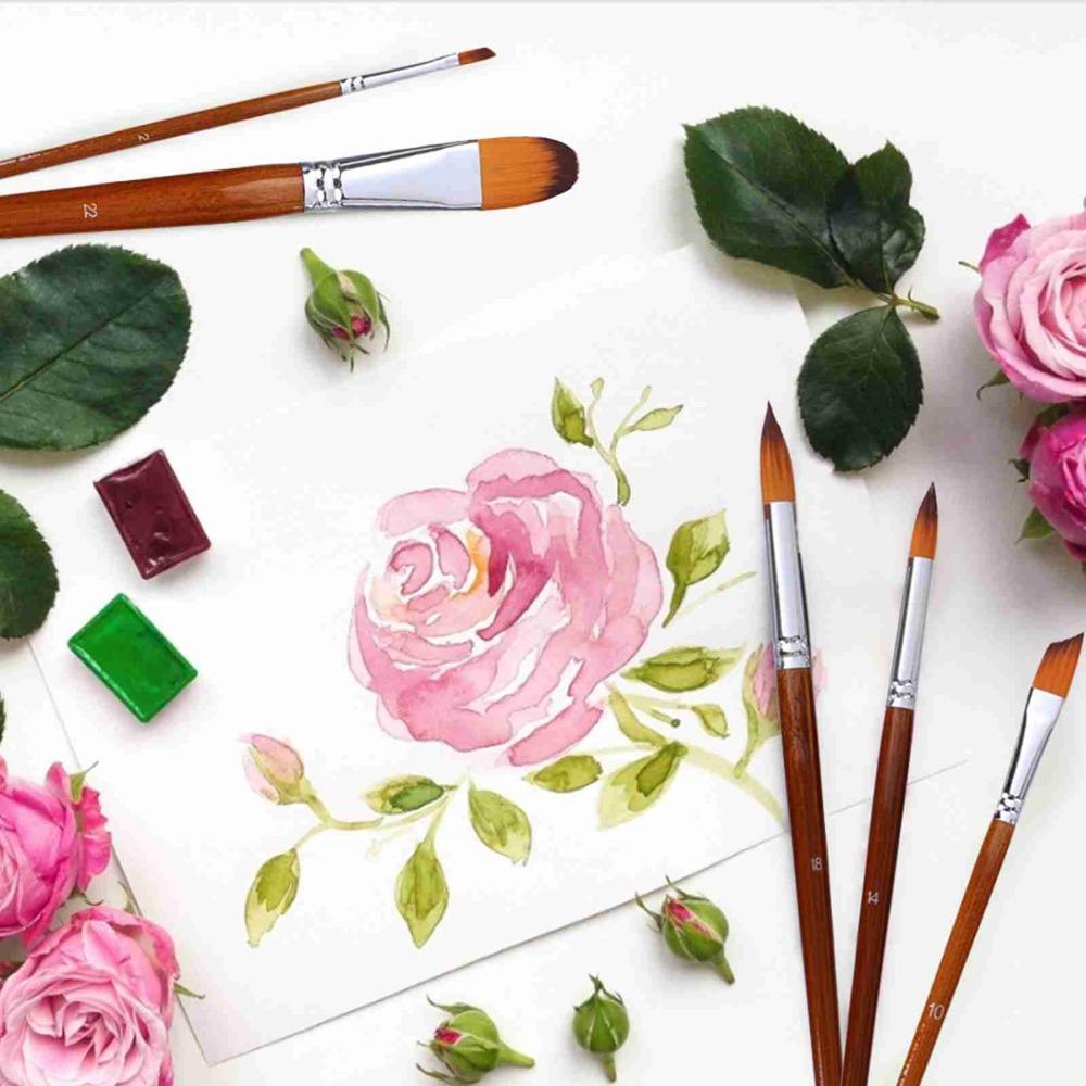Wooden Paint Brushes Set Round Tip Paint Brushes Versatile Watercolor Brushes  Oil Painting