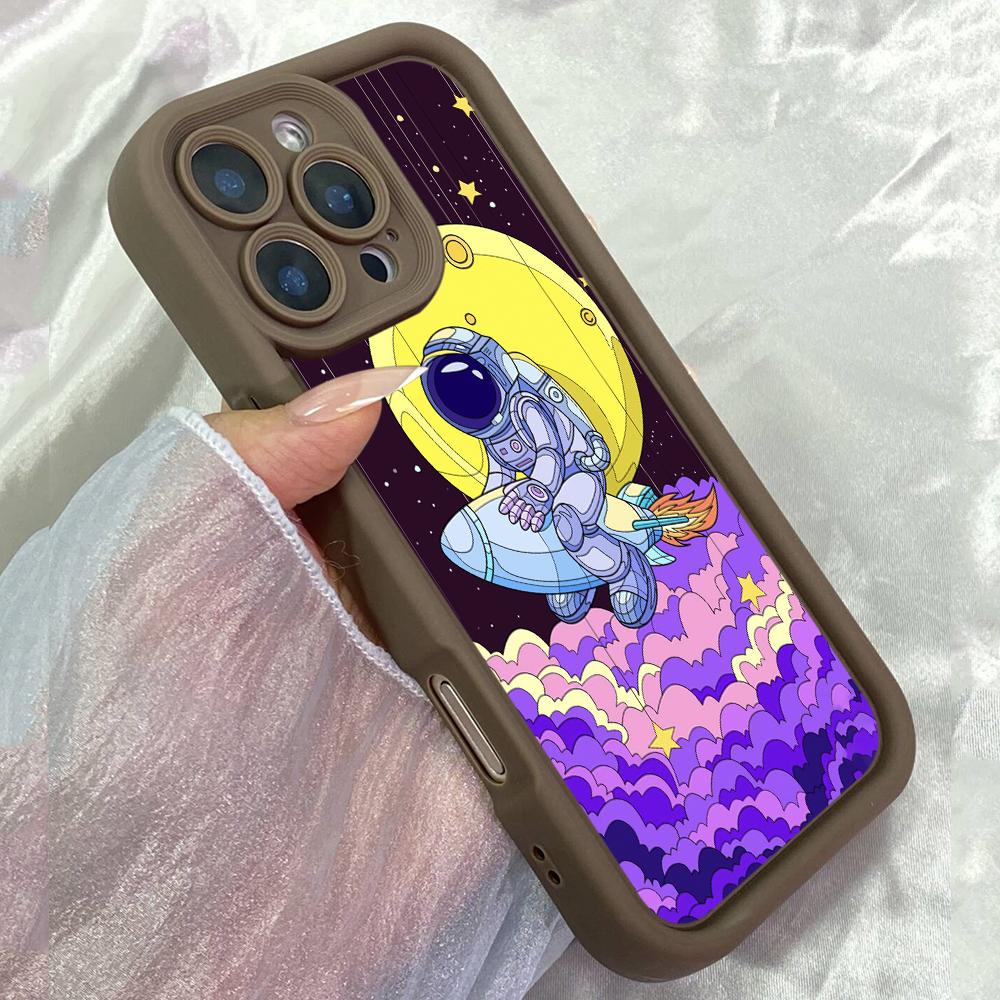 JT28 Astronaut Cosmic Voyage Phone for for iPhone 17 Pro Max Samsung S26 Ultra A17 A16 A06 A07 Xiaomi 15T Redmi Note 14 Pro Plus Soft TPU Case Cover