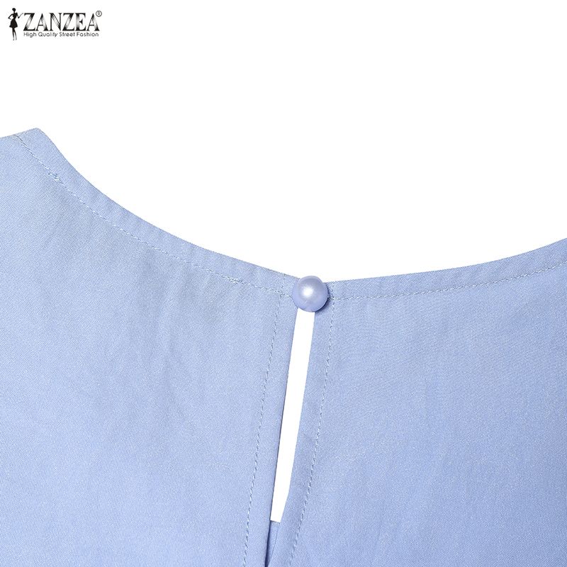 ZANZEA Damen Lässig Rundhals Sommer Ärmelloses Kleid