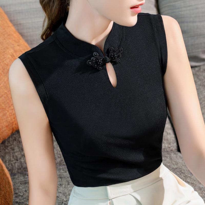 

Женский жилет без рукавов, Новая женская одежда с базовой рубашкой и топом на пуговицах 3XL чёрный