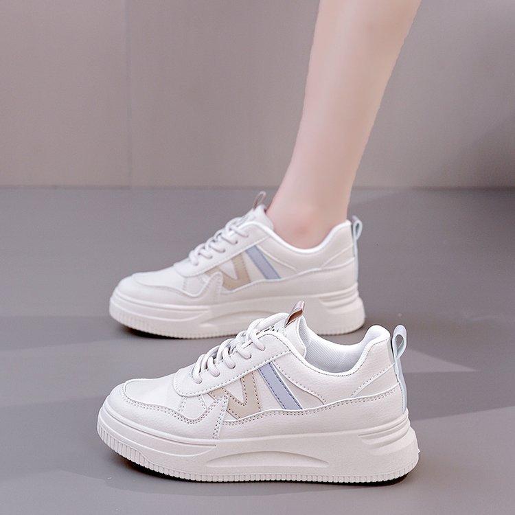 Little white shoes women's autumn new retro color matching casual board shoes muffin platform student running shoes