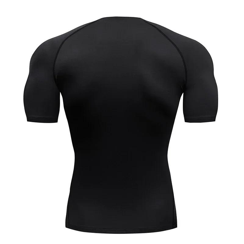 Men's Breathable Compression Sports T-shirt Short-sleeved Bodybuilding Fitness Sweatshirt Jogging Training Sportswear Top S-3XL