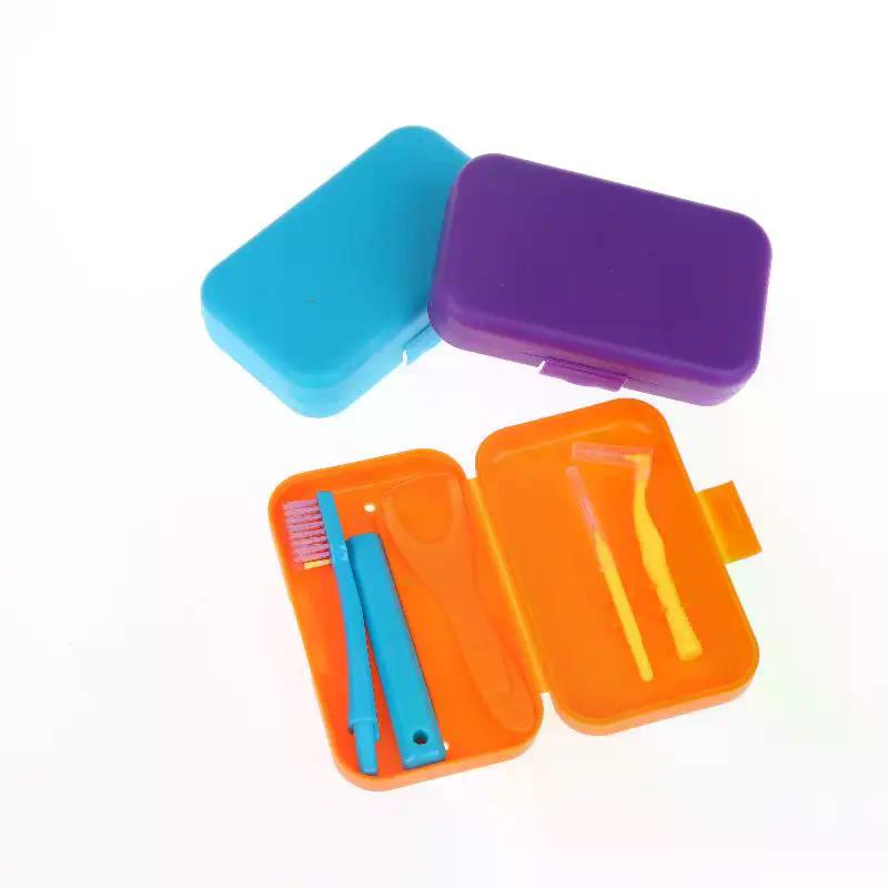 Dental Cleaning Care Kits Portable Travel Oral Cleaning Kits Detachable Toothbrush Interdental Brush Tongue Scraper Storage Case
