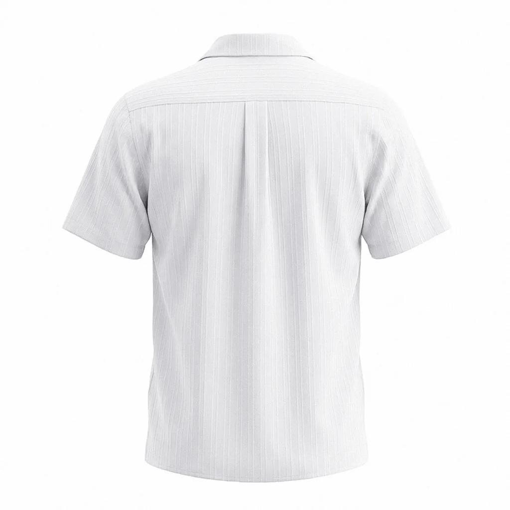 Loose Cuban Collar Short Sleeve Shirt Men's Summer Casual Solid Color Beach Shirts Men