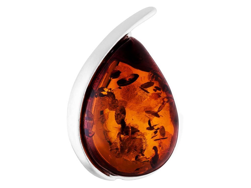 Short Silver Women' Necklace Drop with Amber Teardrop Silver Choker 32