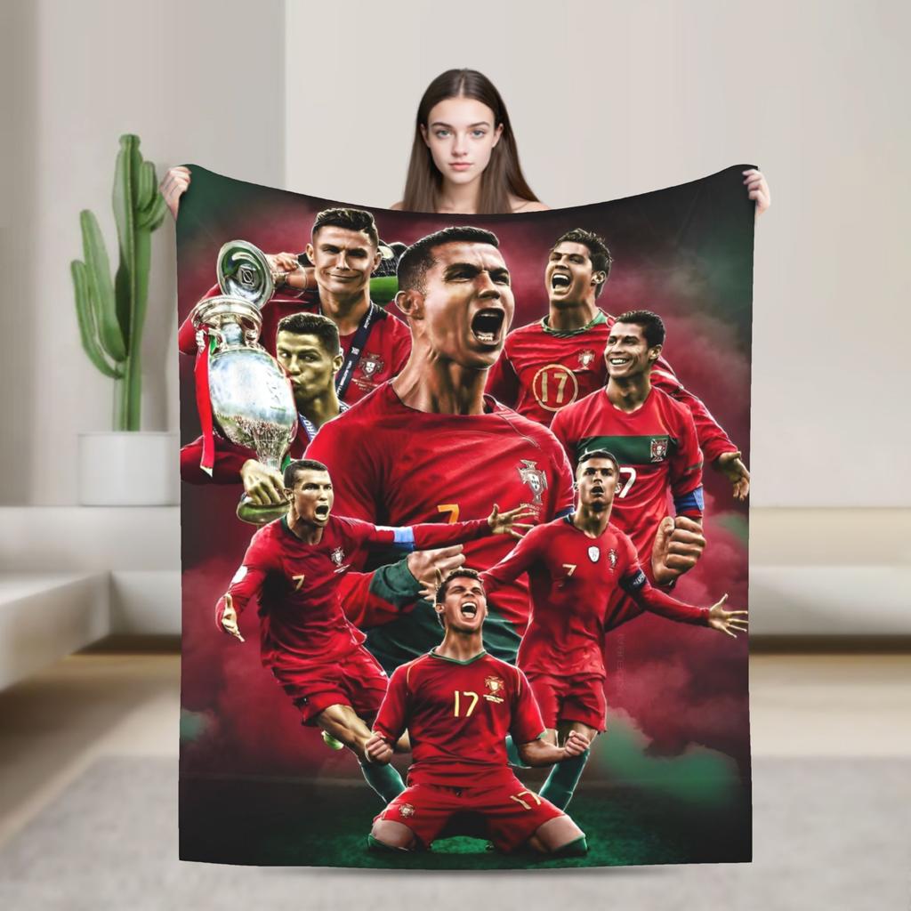 Football CR7 Blankets Coral Fleece Plush Ronaldos Ultra-Soft Throw Blanket for Outdoor Travel Bedspread