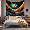 Boho Chic Wall Tapestry With Moon Phase Floral Starry Sky Design Bedroom Yoga Studio Decor