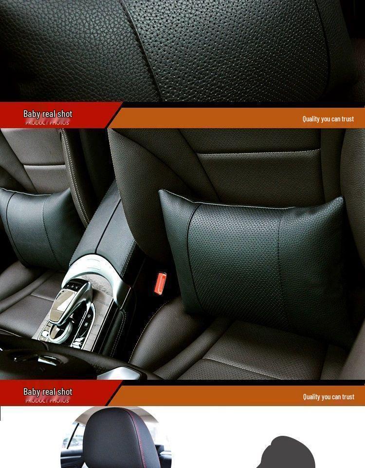 Appuie-têtes et Coussinets de Soutien Lombaire pour Voiture en Cuir Véritable Toutes Saisons