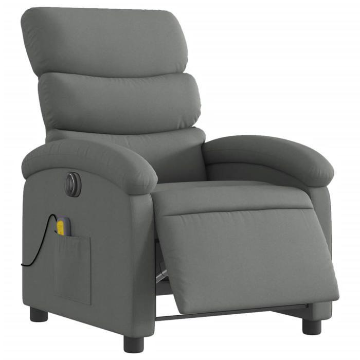 VidaXL Fauteuil inclinable de massage électrique gris foncé tissu, fauteuil de massage électrique, fauteuil inclinable de 3203967