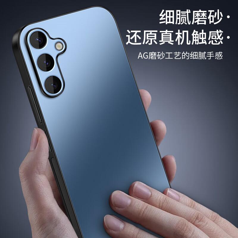 Samsung S25 Phone Case S25 AG Frosted Lens Full Coverage Soft High-end SAMSUNG Solid Color Simple and Elegant Style Female Male Graphite Black