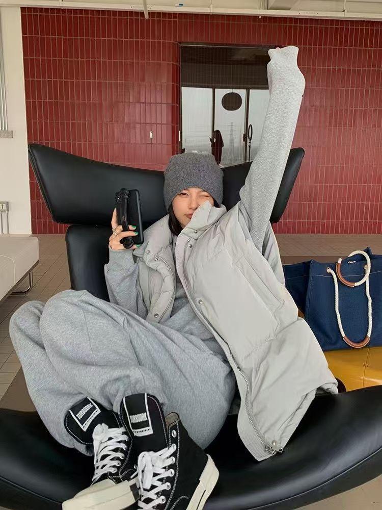 

Женский жилет больших размеров, осенне-зимний, с воротником-стойкой, утепленный, для повседневных поездок на работу, с плечами, для холодной погоды 4XL светло-серый