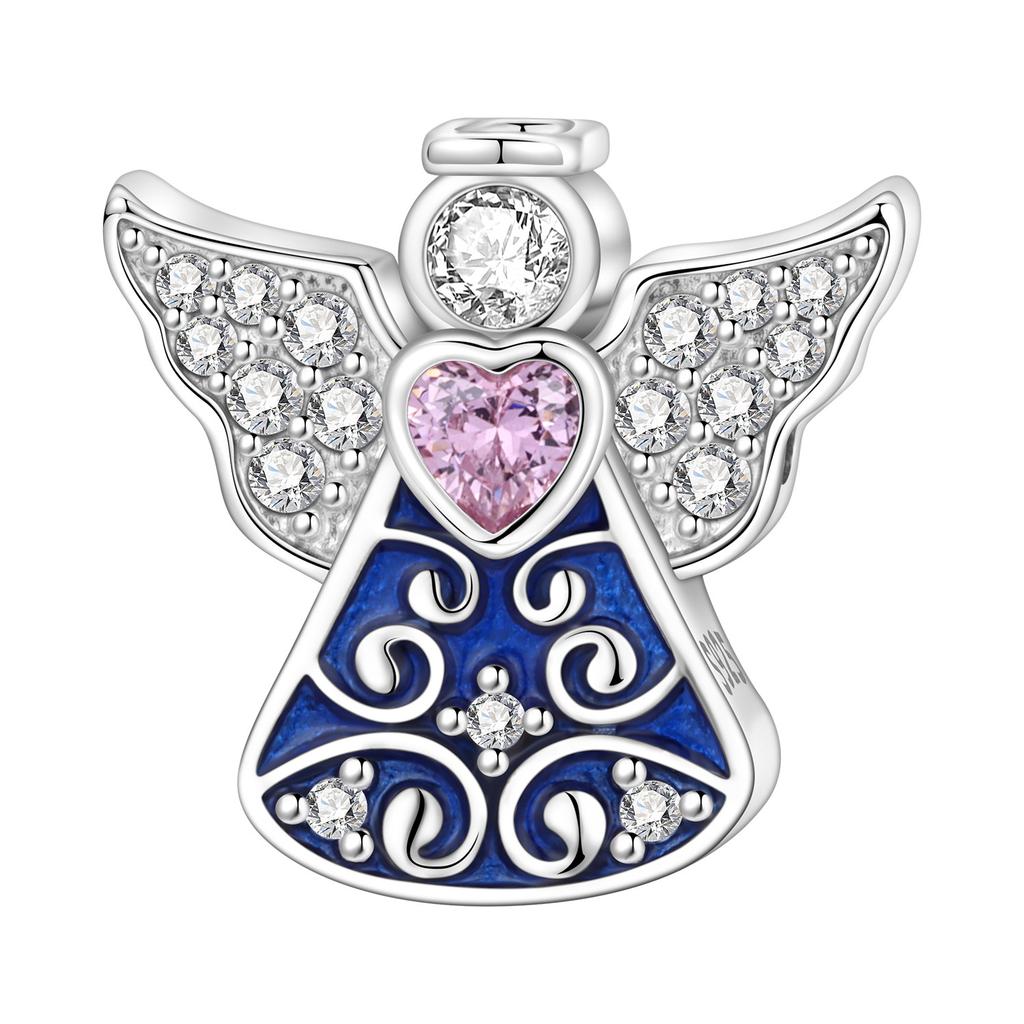 Orstarry S925 Silver Beads Pendant Characters Angel Cross Charm Religious Symbol For Bracelet DIY Jewelry Making Gifts