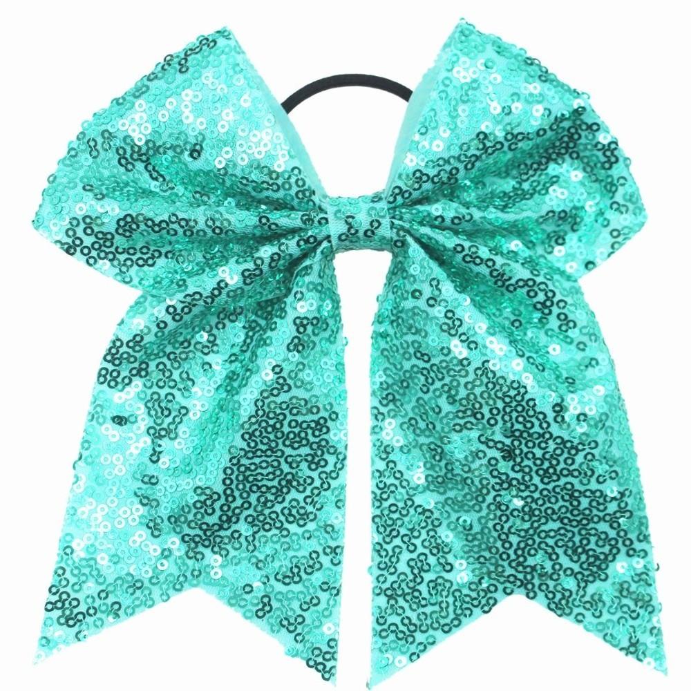 Large Size Sparkly Glitter Bows Shiny Sequins Dovetail Bow Sequins Hair Bows Elastic Hair Ties Pigtail Bows For Kid Girls