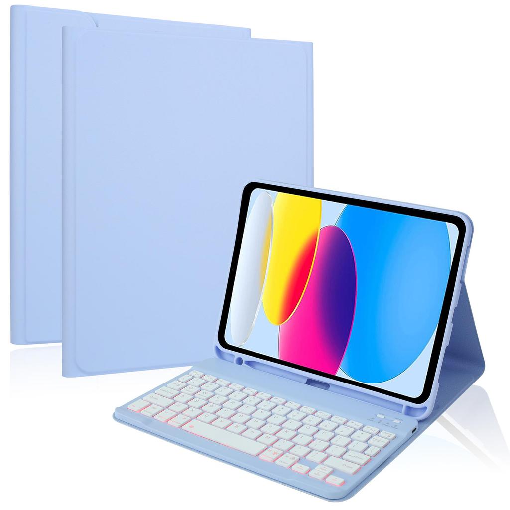 iPad 10.9" 9th Gen Magnetic Leather Case with Seven-Color Backlit Bluetooth Keyboard