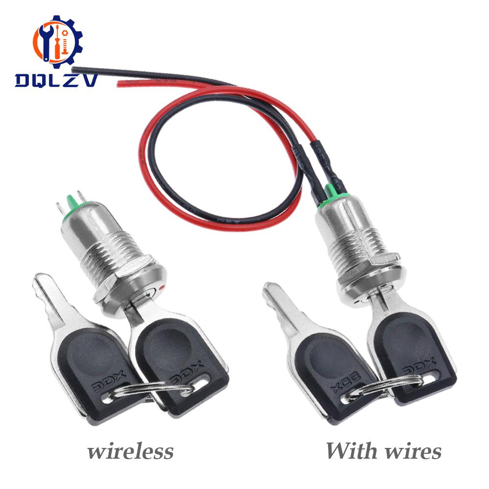 Electronic Key Switch Rotary 12mm 2 Position 1A Zinc Alloy 2 Keys 1PC ON OFF Phone Lock Security Power Button Tubular Terminals