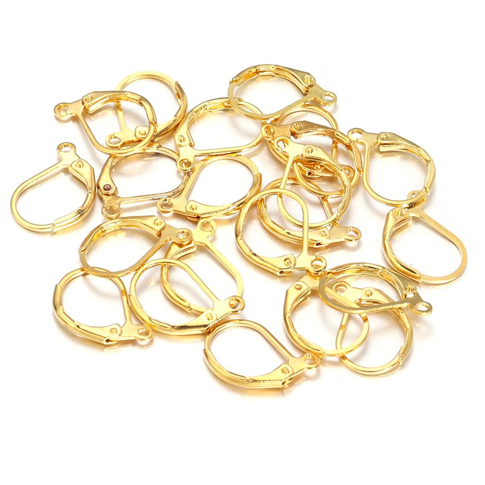 50pcs/lot D Shape Earring Hooks French Lever Back Earwire Alloy Earrings Clasps For Jewelry Making Findings DIY Accessories