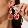 Bold Floral Heart Earrings Bohemian Beach Style Colorful Printed Zinc Alloy Studs Women 2026
