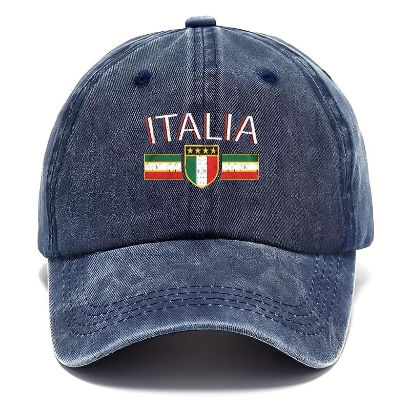 Unisex Vintage Italian Baseball Cap Adjustable Snapback Soft Textile Hat with Italia Flag AllSeason Outdoor Sun Hat for Unisex