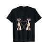 European Sizes Siamese Cat Heart Design T-Shirt, Breathable, Casual Black Tee for Men & Women, Perfect Gift for Cat Lovers