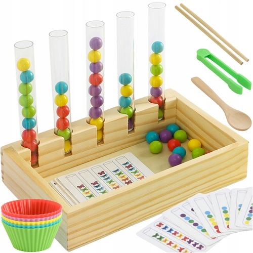 Układanka Edukacyjna Drewniana Sorter Montessori Nauka Liczenia Kolorów