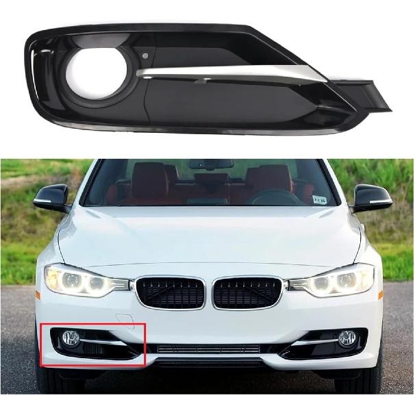 Left Right Front Bumper Fog Light Lamp Cover Bezel Grille W/Chrome Trim Compatible with BMW 3 Series F30 F31 11-17 51117300737 51117300738(Pair)