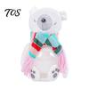 Decorative Treat Holder Christmas Candy Jar, 3D Plush Reindeer Bear Clear Container Seasonal Gift Packaging with Scarf, Holiday Snack Storage Box for
