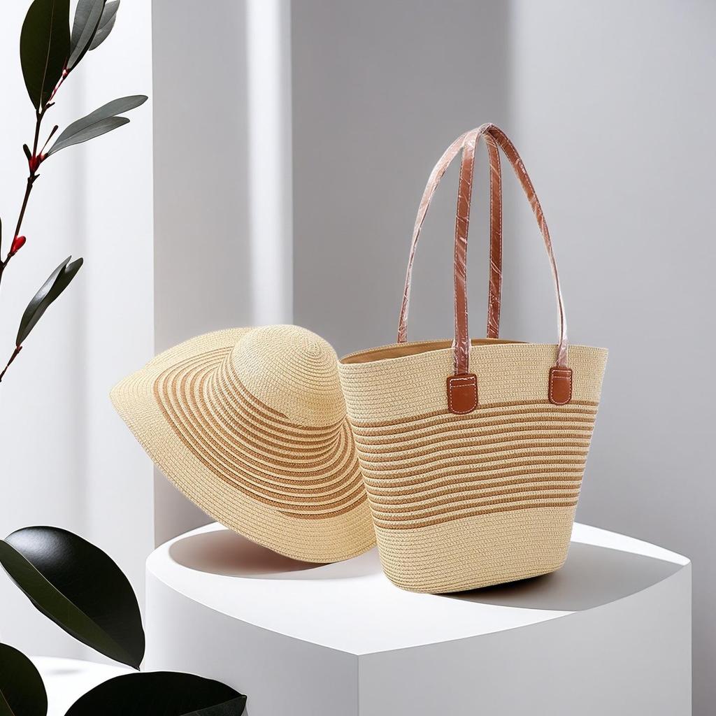 Trendy French One-Shoulder Straw Tote: Large-Capacity Woven Beach & Vacation Handbag for Women