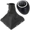 Opel Vectra C FL 05-08 5-SPEED BLACK ECO LEATHER Gear Shift Knob + Gear Shift Boot + WHITE Frame 2 Pcs. SET