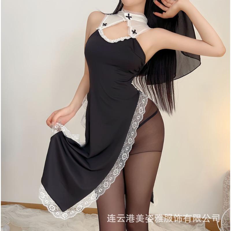 Sexy os Trim Women's Clothing Abstinence Erotic Lingerie Pure Desire Uniform Pajamas High Split Cheongsam Cosplay Woman