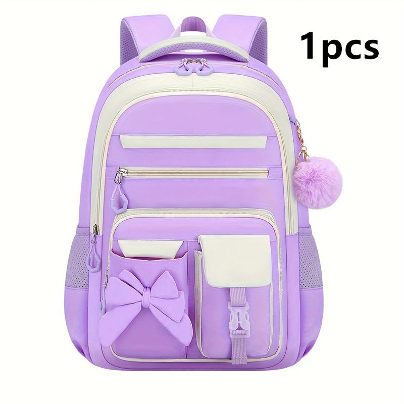 3pecs/set Elementary Bow School Bags Large Capacity Cute Backpack for Junior High School Girls with Pencil Case Lunch Box Set